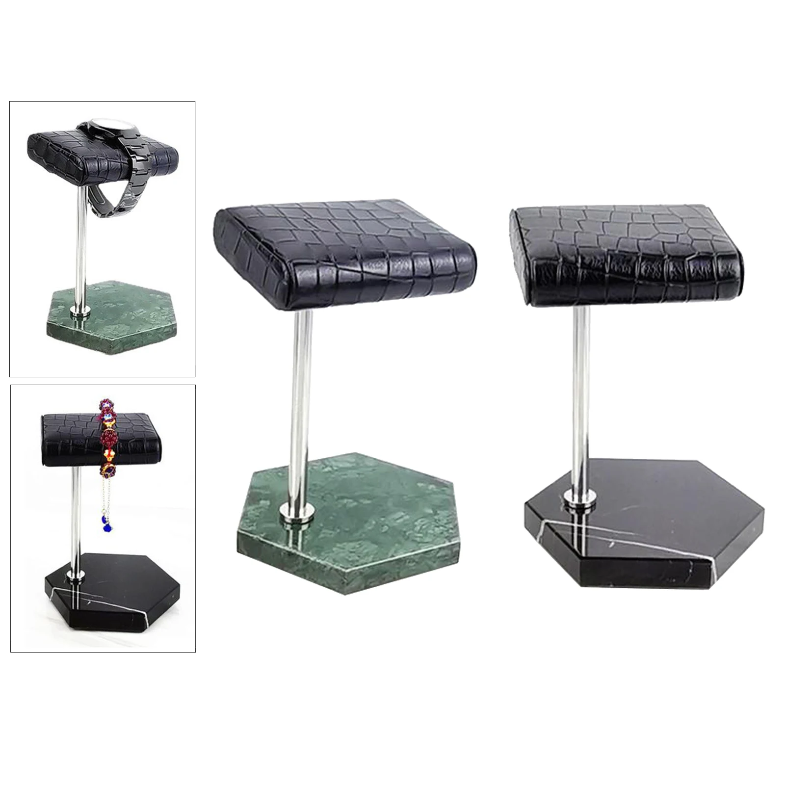 Watch Stand Natural Marble Base Watch Accessory Compact and convenient Material: marble+PU+metal