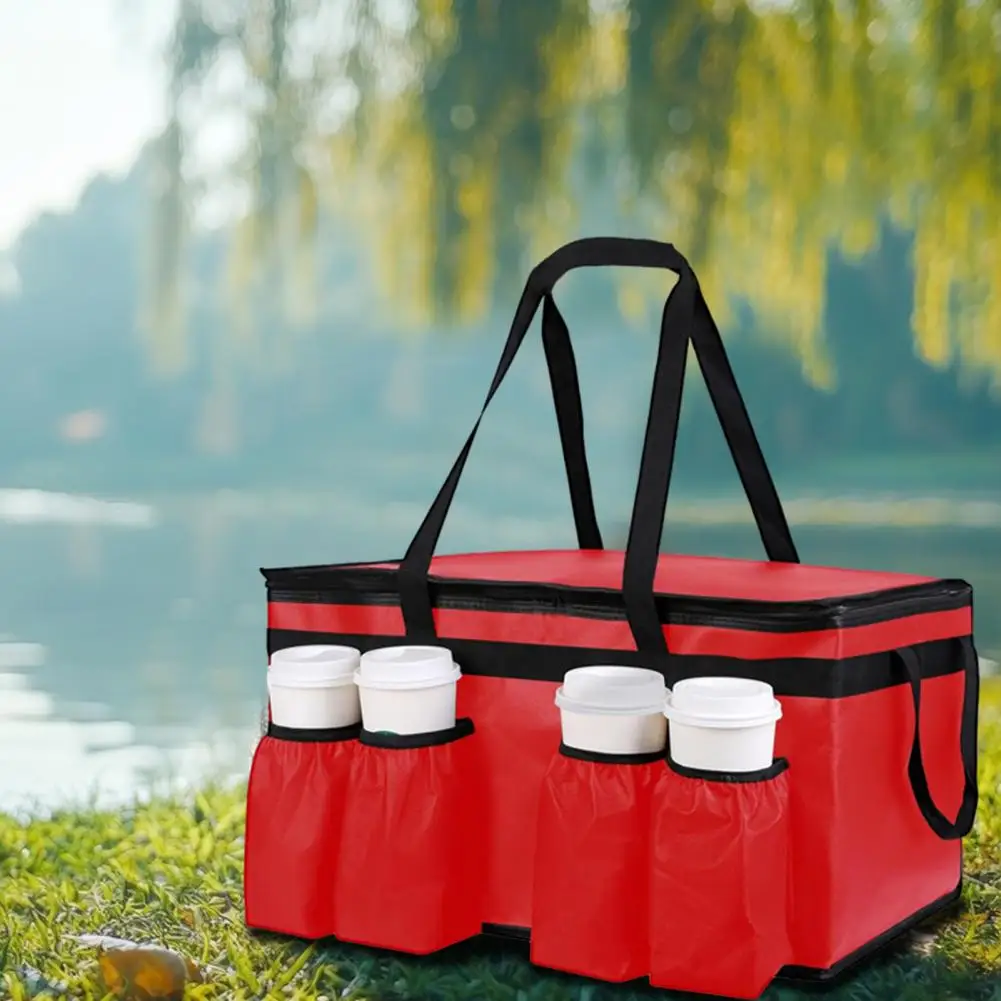 Bolsa de almuerzo aislada con portador de bebidas, bolsa de entrega de alimentos, bolsas de comestibles aisladas, bolsa de Catering, bolsas más frescas