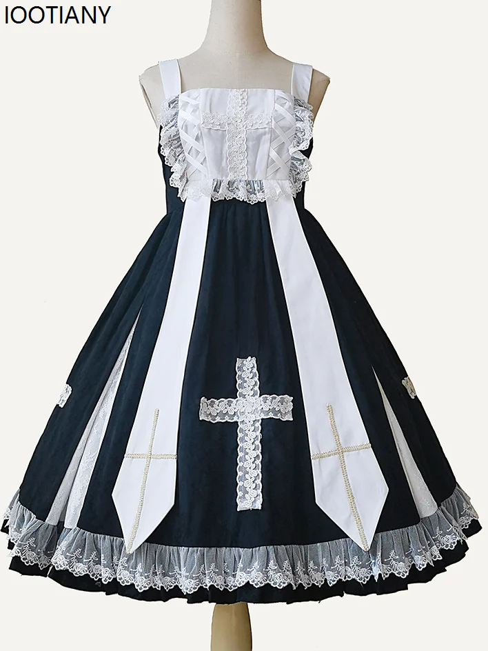 Halloween Retro Nun Cosplay Costumes Autumn Lace Lolita Dress Festival Party Fancy Dress Carnival Stage Performance Dress Up New