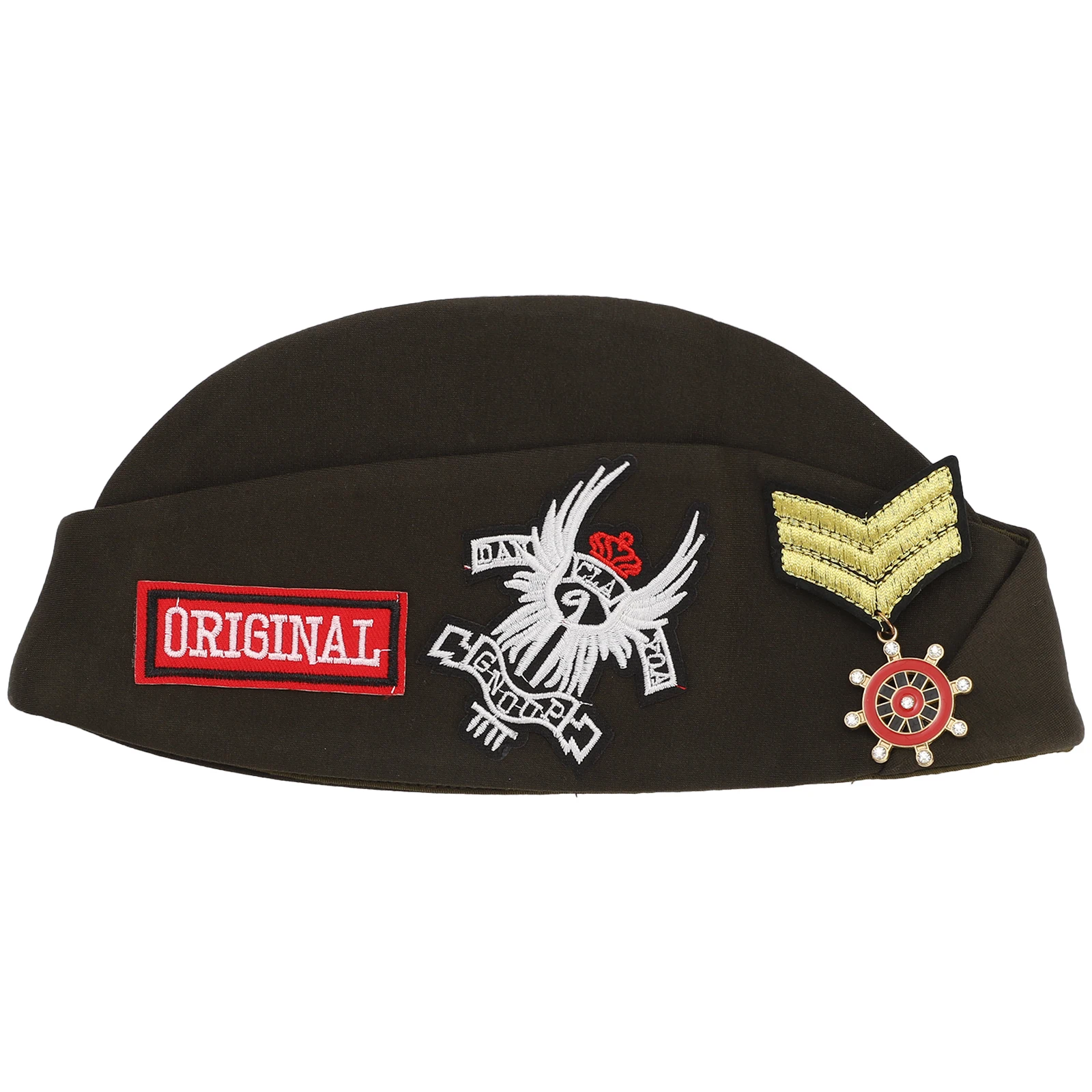 Performance Garrison Cap Canvas Sailor Dance Boat Hat Unisex Military Stewardess Cap Role-play Star Side Cap for Cosplay Party