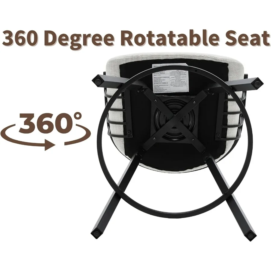 Modern Barrel Swivel Counter Stools Set of 3 Linen Upholstered Counter Height Bar Stools with Open Back 26 Inch Bar Stools Meta