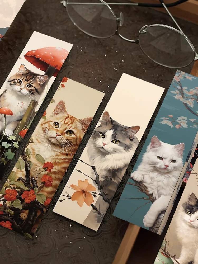 30pcs Japanese cat bookmark Cartoon cute animal decoration Reading page mark Book mark page holder Student supplies Message card