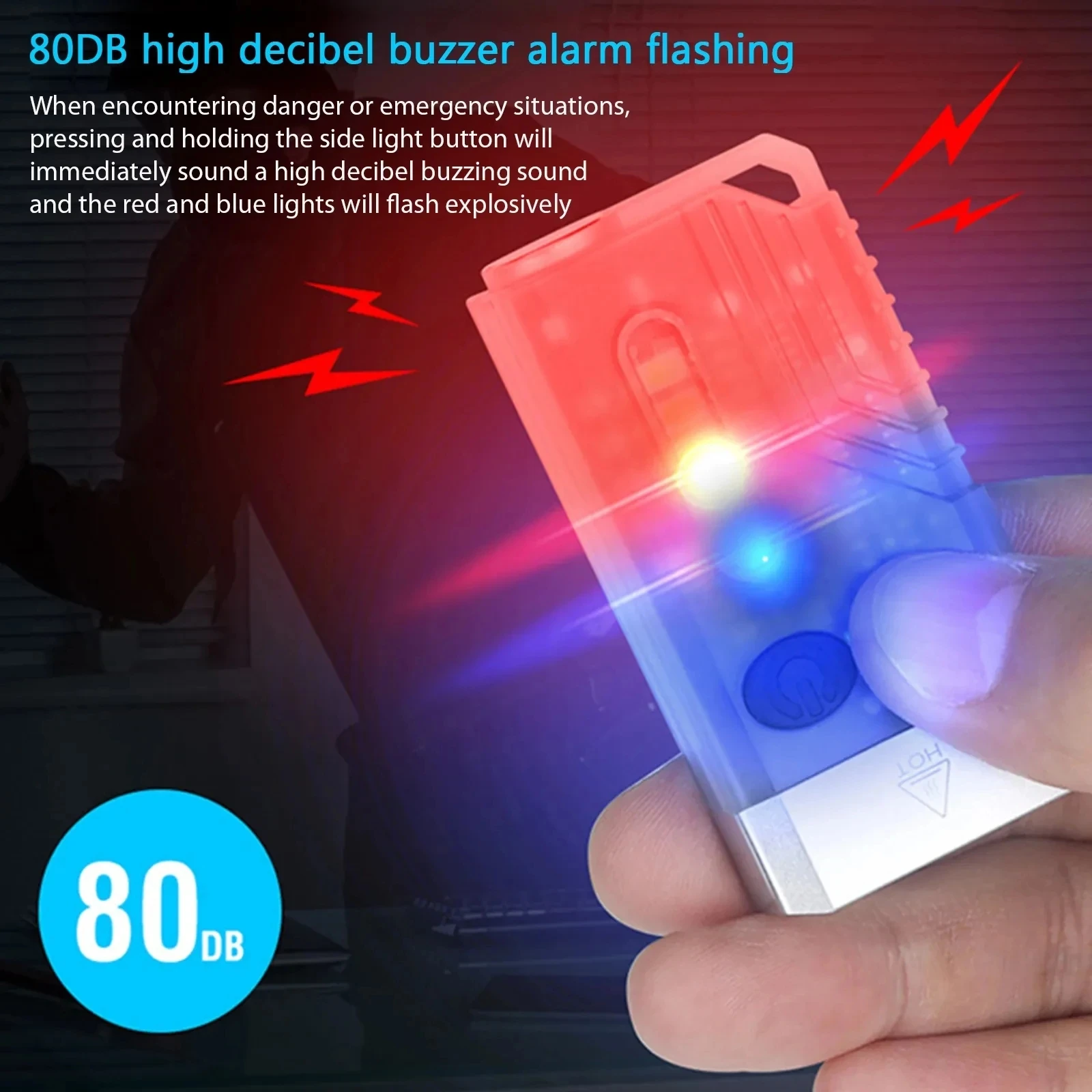 Portable Mini V10 EDC Keychain Flashlight Magnet Buzzer Work Light USB Rechargeable Light Emergency Camping Pocket Torch Lantern