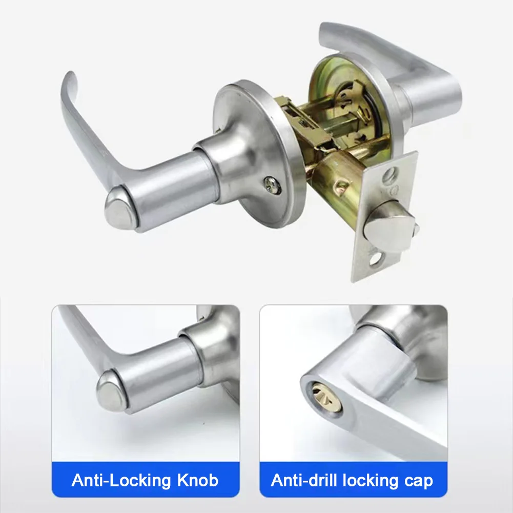 Door Lever Lock with 3 Keys Locking Door Handle Interior Lever Lock Door Knob Replacement for Bedroom Front Door