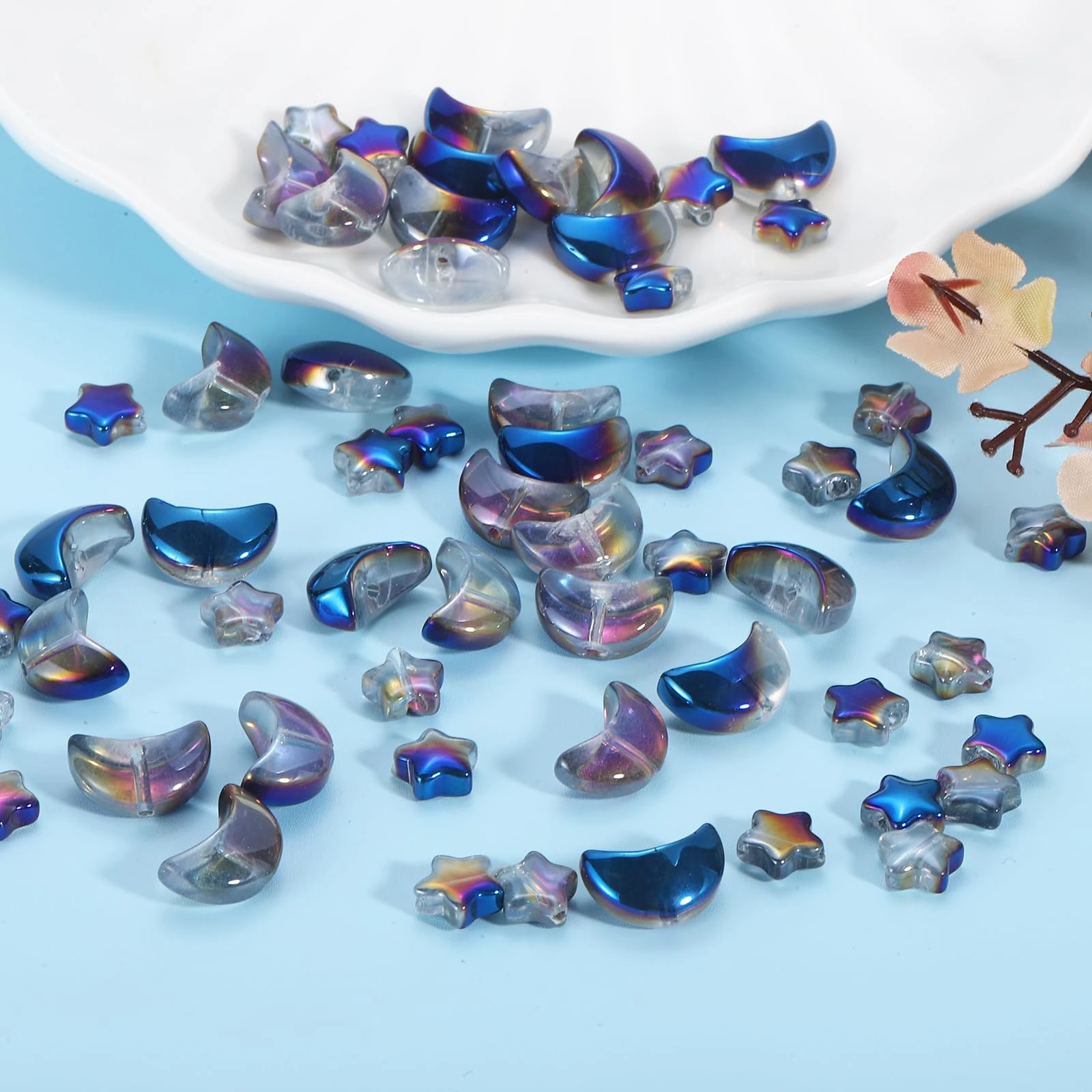 60Pcs Crystal Star Moon Pendants Mixed Glass Loose Beads Crafts for DIY Jewelry Making Handmade Earring Necklace Accessories image 4