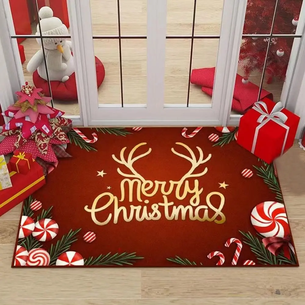 크리스탈 벨벳 크리스마스 매트, 미끄럼 방지 산타 클로스 크리스마스 도어 매트, 프린트 플로어 매트, 복도 발코니, 신제품