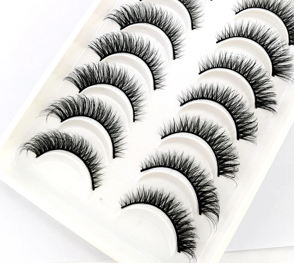 10 ペアのナチュラルロング 3D ミンクつけまつげ偽まつげメイクアップツール