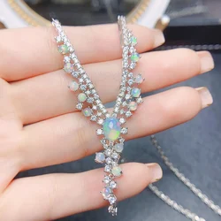 FS Natural Opal Luxury Necklace S925 Pure Silver With Certificate Fine Fashion Charm Wedding Jewelry for Women MeiBaPJ New