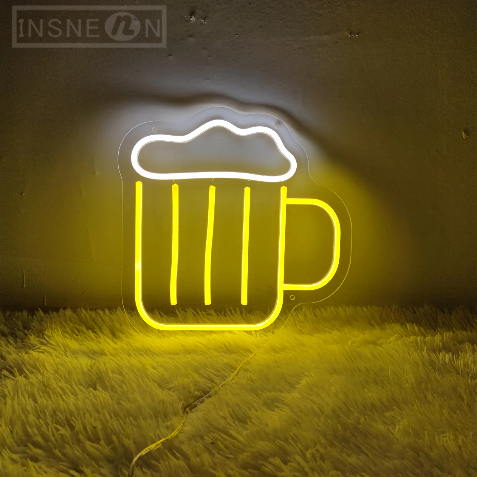 Beer Cup Neon Sign for Bar Party Club Business Neon Lights Room Wall Art Decor Neon Signs Bedroom Aesthetic Decorations LED Sign