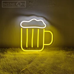 Letrero de neón de taza de cerveza para Bar, fiesta, Club, negocios, luces de neón, decoración de arte de pared de habitación, letreros de neón, decoraciones estéticas de dormitorio, letrero LED