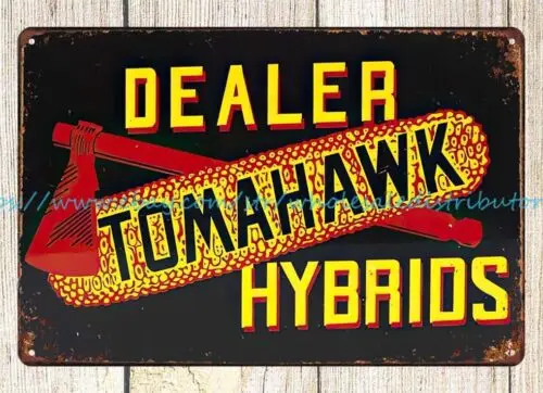 wall art designs living room Tomahawk Hybrids seed corn metal tin sign