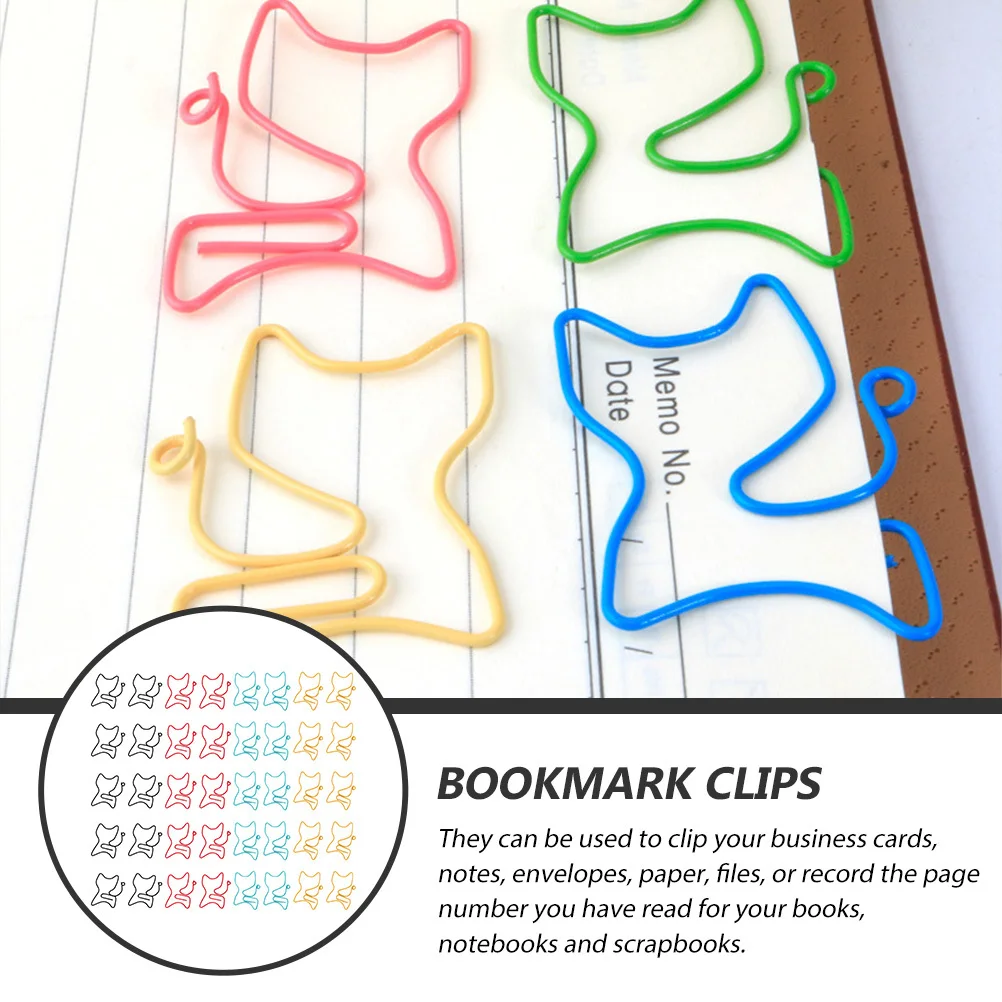 50 قطعة من مشابك الورق على شكل قطة، مشابك مرجعية ملونة إبداعية لمكتب المدرسة، مشبك مذكرة، لوازم مكتبية، مستلزمات مكتبية #6