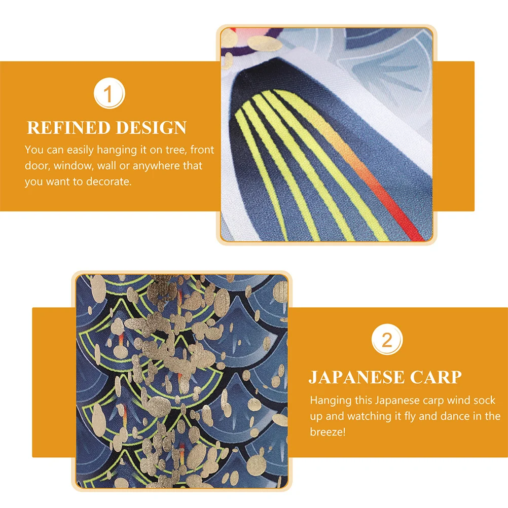 

Japanese Style Fish Windsock Flag Satin Outdoor Yard Hanging Decoration Garden Porch Decor Durable Realistic Carp Design