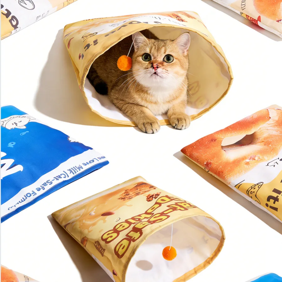 Crinkle Paper Cat Tunnel Interactive Brain Teasing Hideout Toy Sound Making Self Entertainment Pet For Cats To Relieve Boredom