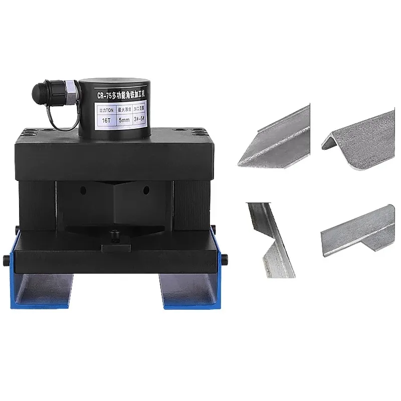 CR75 16 Ton Hydraulic Portable Beveling Machine 90 Degree V Notch Cutter for Steel Angle Iron Plywood 0 75kW 220V