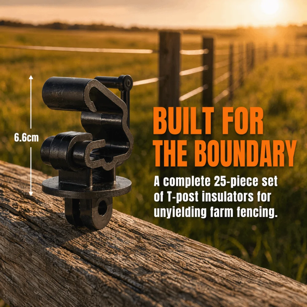 25pcs Plastic T Post Insulators Black 1.33 T Post Compatible Electric Fence Insulator 1-1/4 Inch Compatible Wire Holding Clips view 4