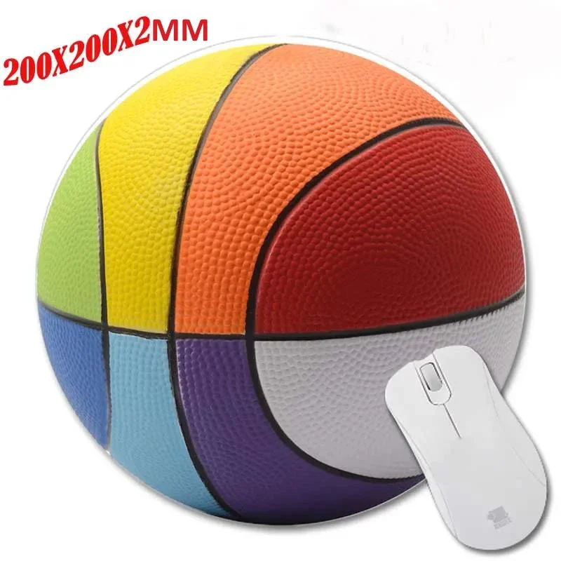 

Small Round Mouse Pad Basketball Ball PC Desk Mat Non-Slip 3D Print 200x200x2mm Gaming Rubber Durable Notebook Office Carpet Rug