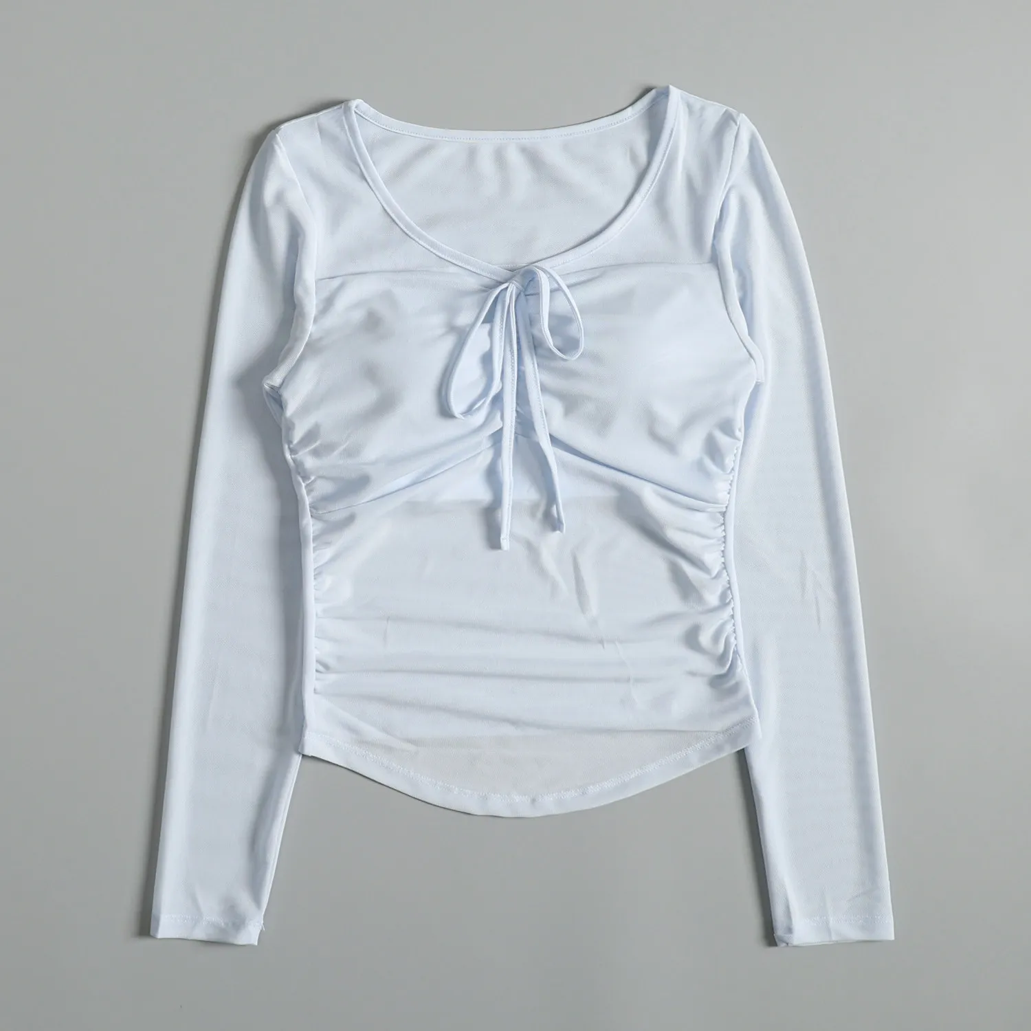 Cycling yoga clothes with chest pads long-sleeved women's mesh slim fit sports fitness quick-drying tops high-looking running