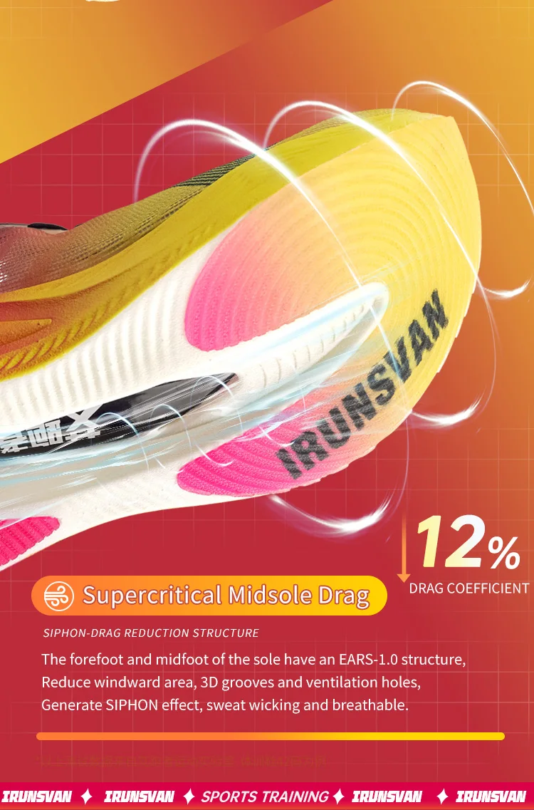 IRUNSVAN Volle Palm Nylon Carbon Platte Marathon Sportschuhe Männer 2024 Hohe Qualität Atmungsaktive Stabilität Gepolsterte Rebound – Detail 12