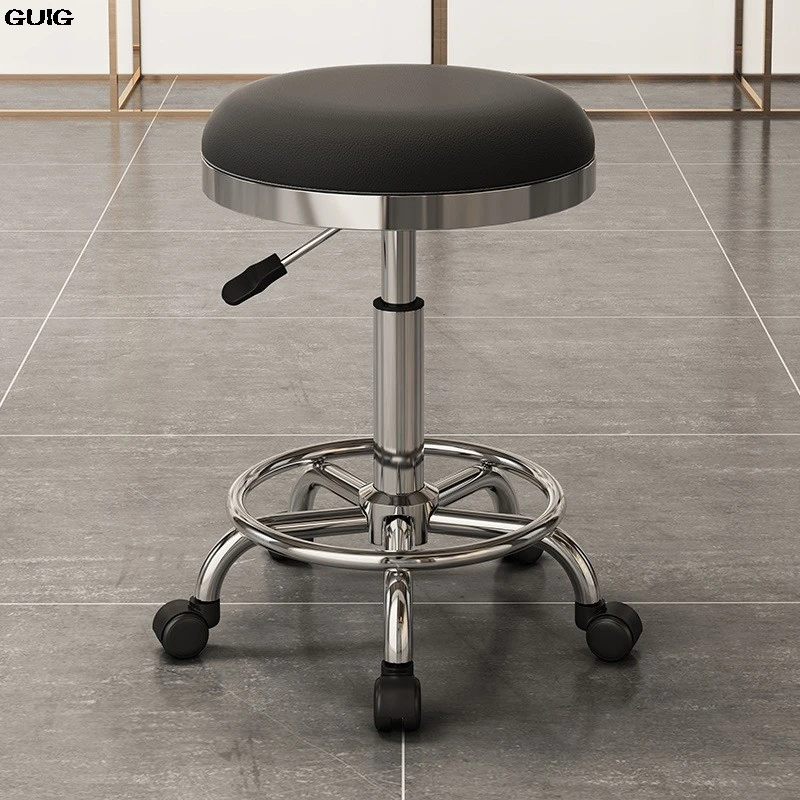 GUIG Stool Lift Round Stool Rotating Pulley Barbershop Stool Master Makeup Stool Hair Salon Special Nail Beauty Stool Hot New