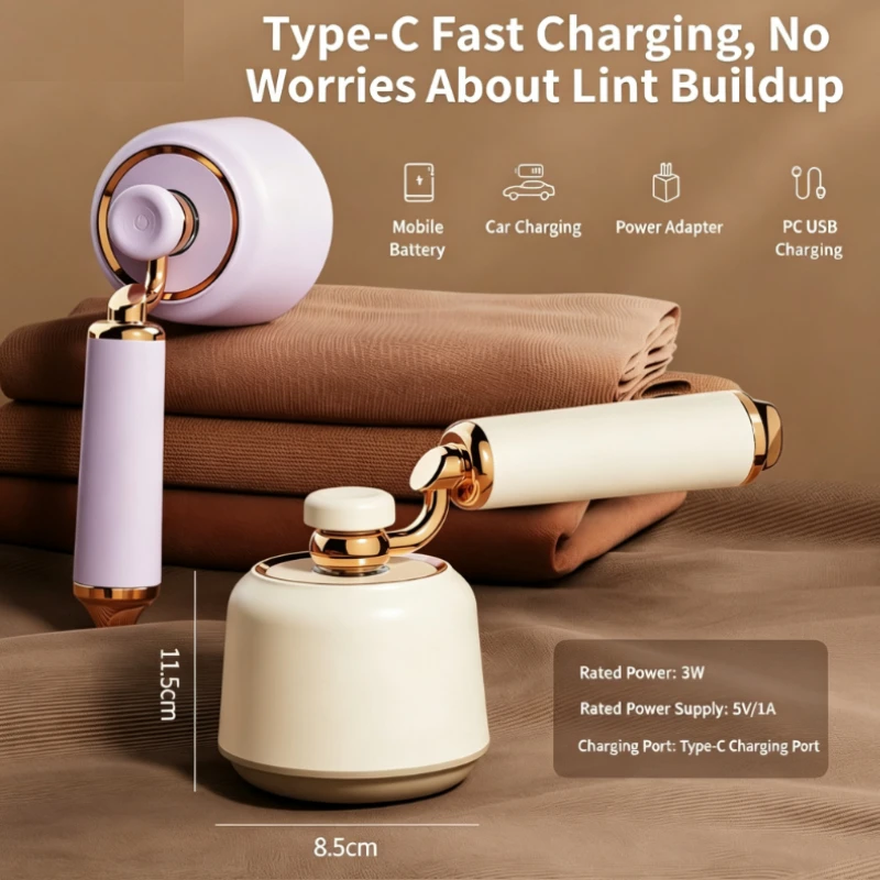 Vintage Style Fabric Shaver Upgraded 6-Leaf Blades 6X Strong Suction Wide Cutting Panel Rechargeable Clothes Lint Remover