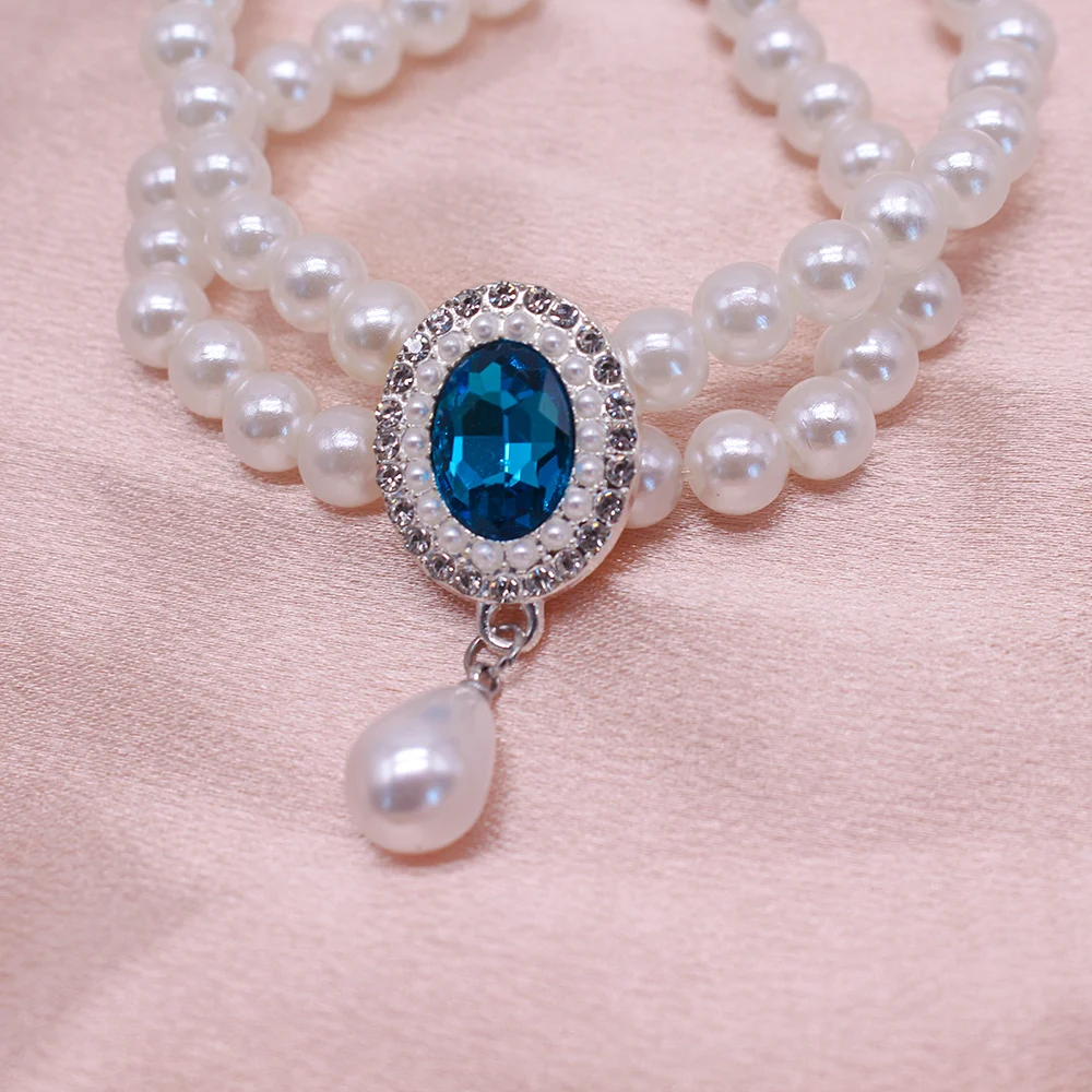 

Wholesale Dog Cat Pearl Necklace Jewelry Diamond Pendant Adjustable Luxury Pet Collar Wedding Birthday Prom Costume Accessories