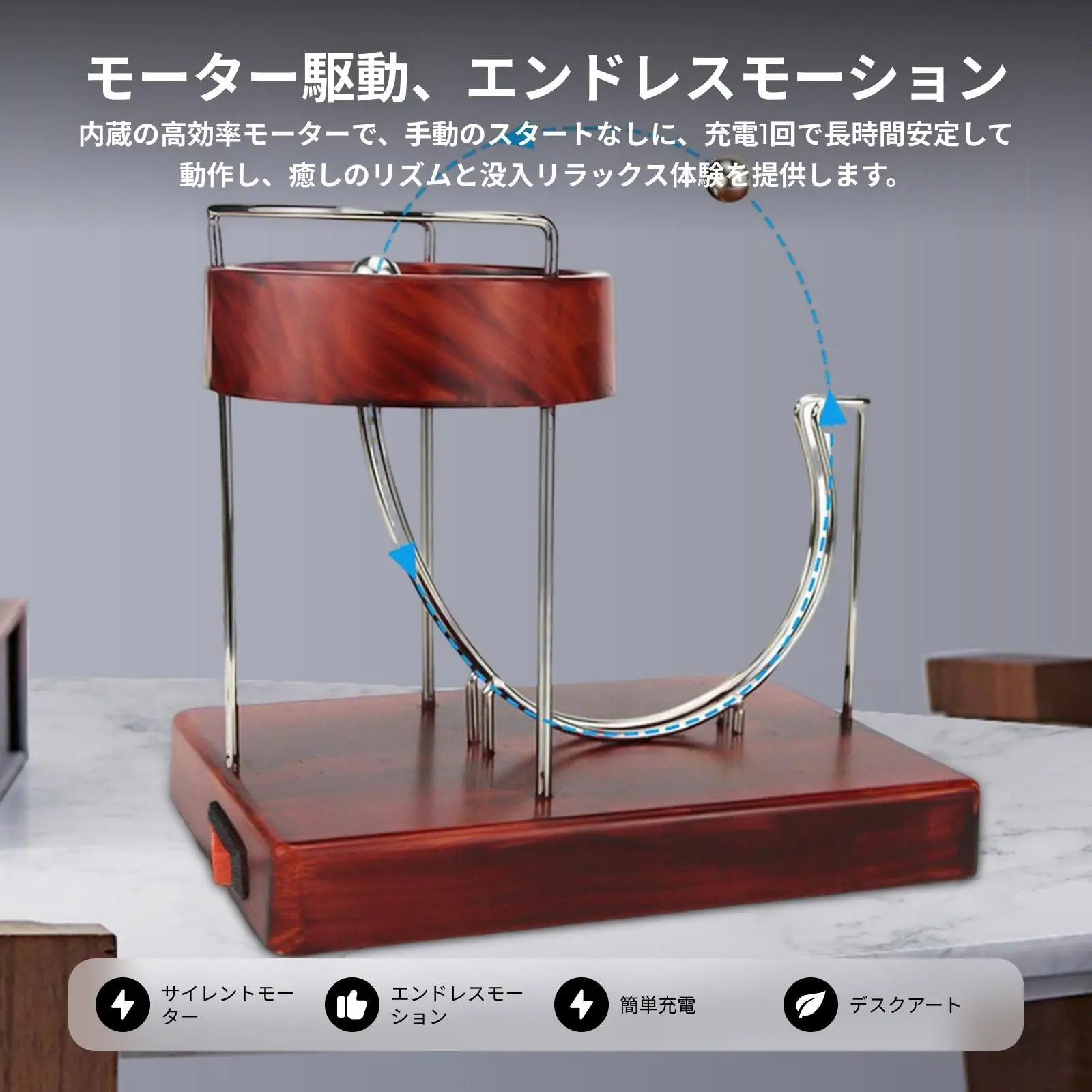 Perpetual Motion Desk Sculpture Orbital Balance Revolving Gadget USB Powered Physics Demo Toy for Classroom Home Use