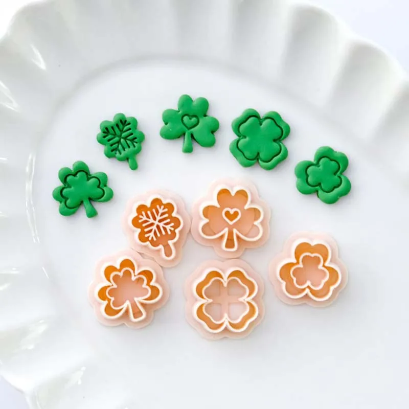 Three Leaf Clover Polymer Clay Cutters Lucky Clover St Patricks Day Shamrock Cutters Set Stud Earring Cutting Mold Unique Design