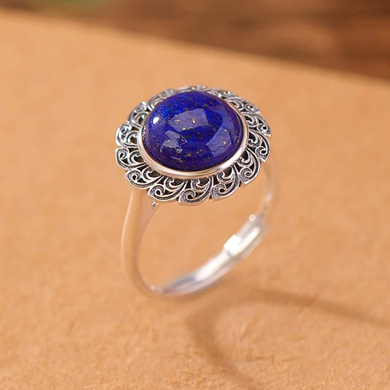 

Новые синие кольца в китайском стиле, винтажное кольцо с перьями в этническом стиле, ажурное кольцо для женщин, тайские серебряные украшения KOFSAC