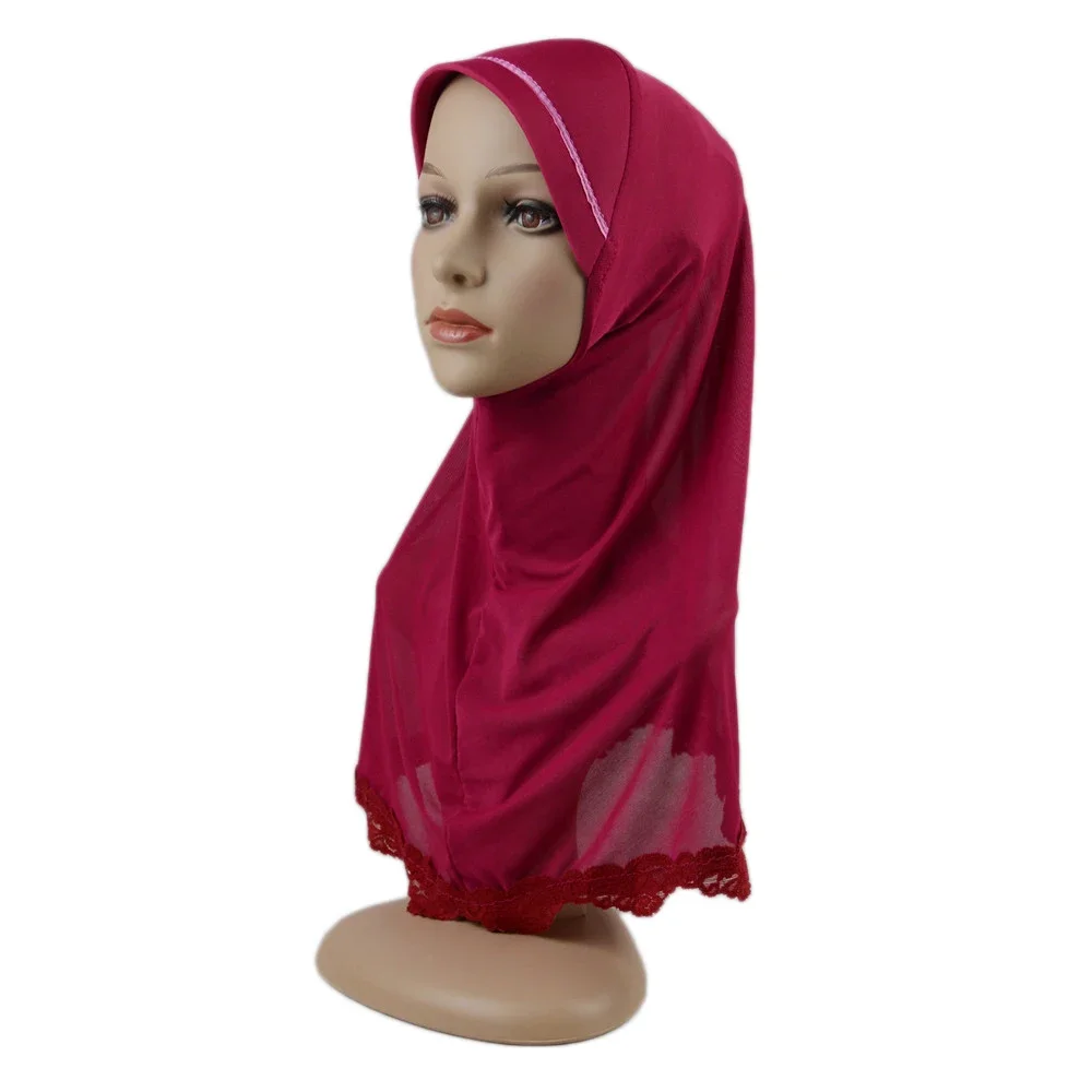 Foulard instantané Hijab pour enfants musulmans, une pièce, foulard islamique Amira, chapeau de prière arabe, prêt à porter, casquette de 6 à 12 ans