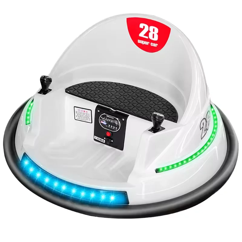 White Bumper Car Flexible and Durable Plastic Metal Exercise Bike Suitable for Boys and Girls Indoor/Outdoor All Seasons