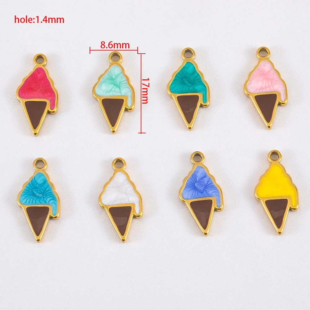 2 pçs de aço inoxidável múltiplas cores pingentes de sorvete encantos para diy jóias fazendo colar pulseira acessórios atacado