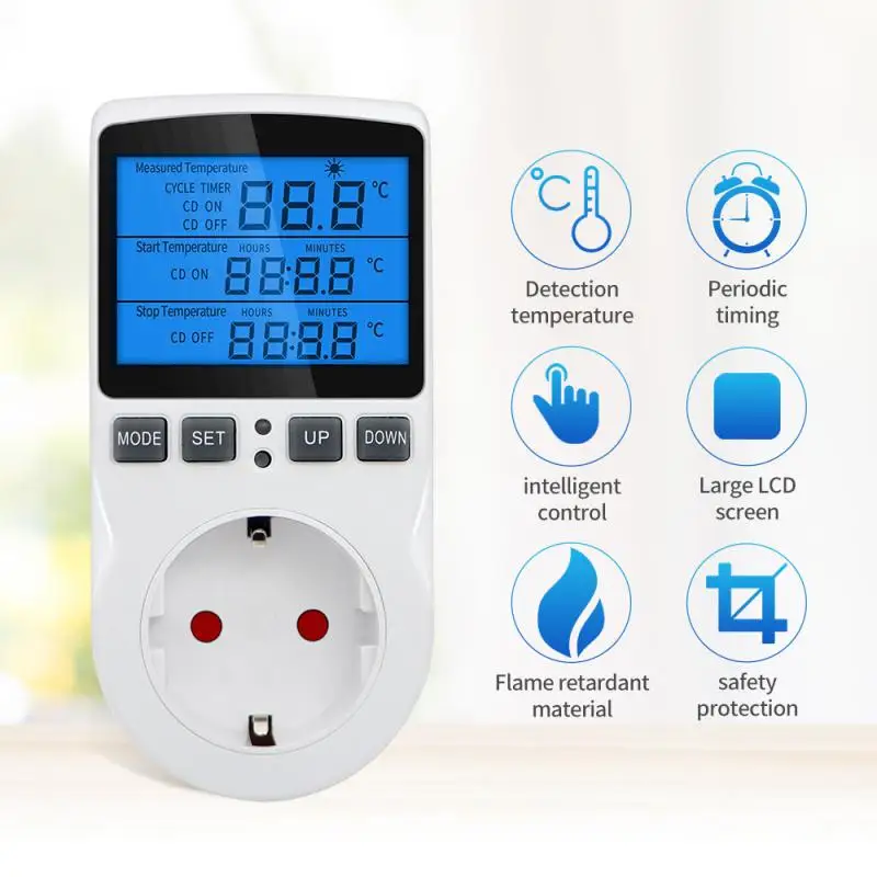 Timer Socket Thermostat EU Multi-Function Temperature Controller Outlet Home Timer Switches Sensor Probe Heating Cooling Sensor