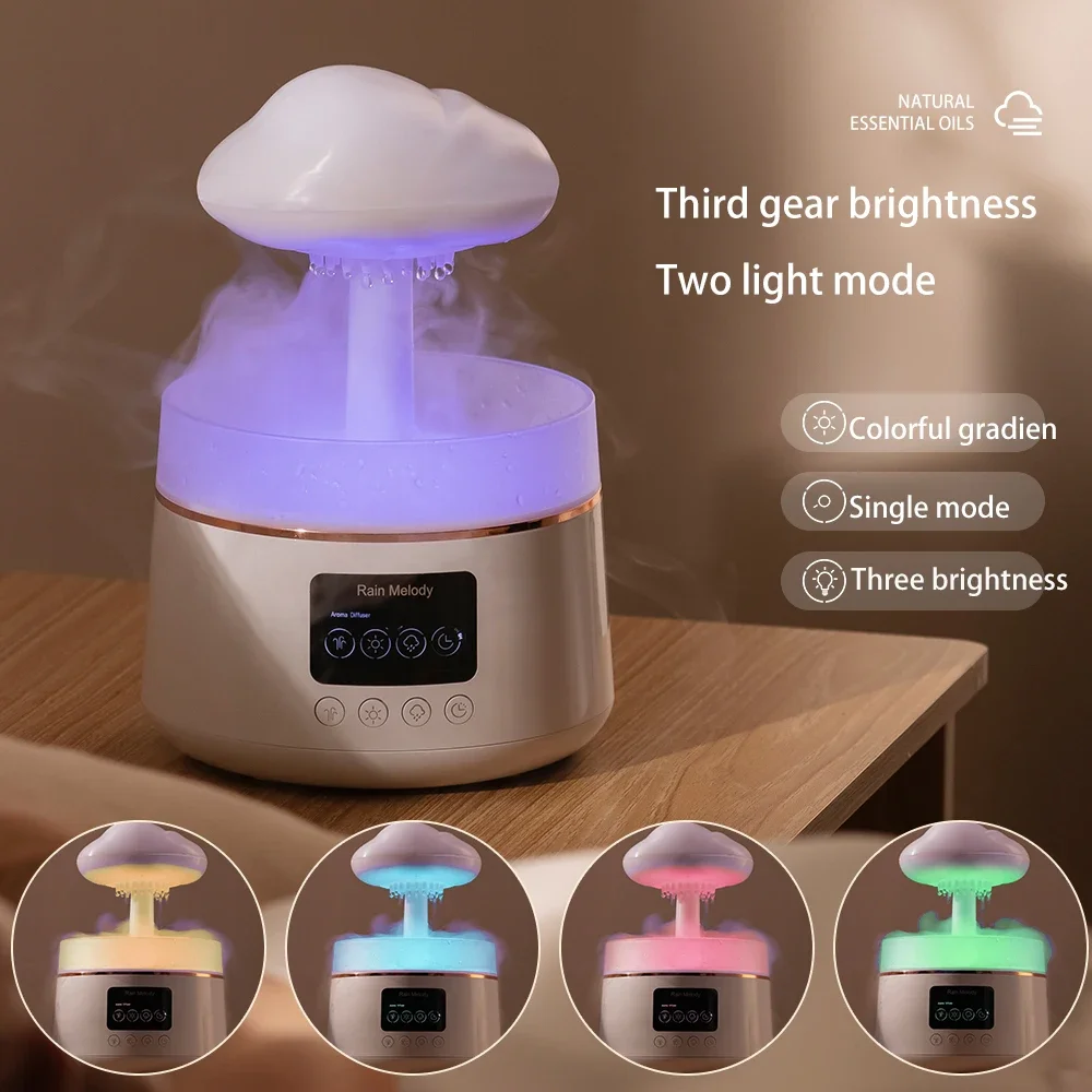 FirmHome Store300 ML Rain Cloud Humidifier Rain Sound Water Humidifier Diffuser Mushroom Cloud Ultrasonic Humidifier With White