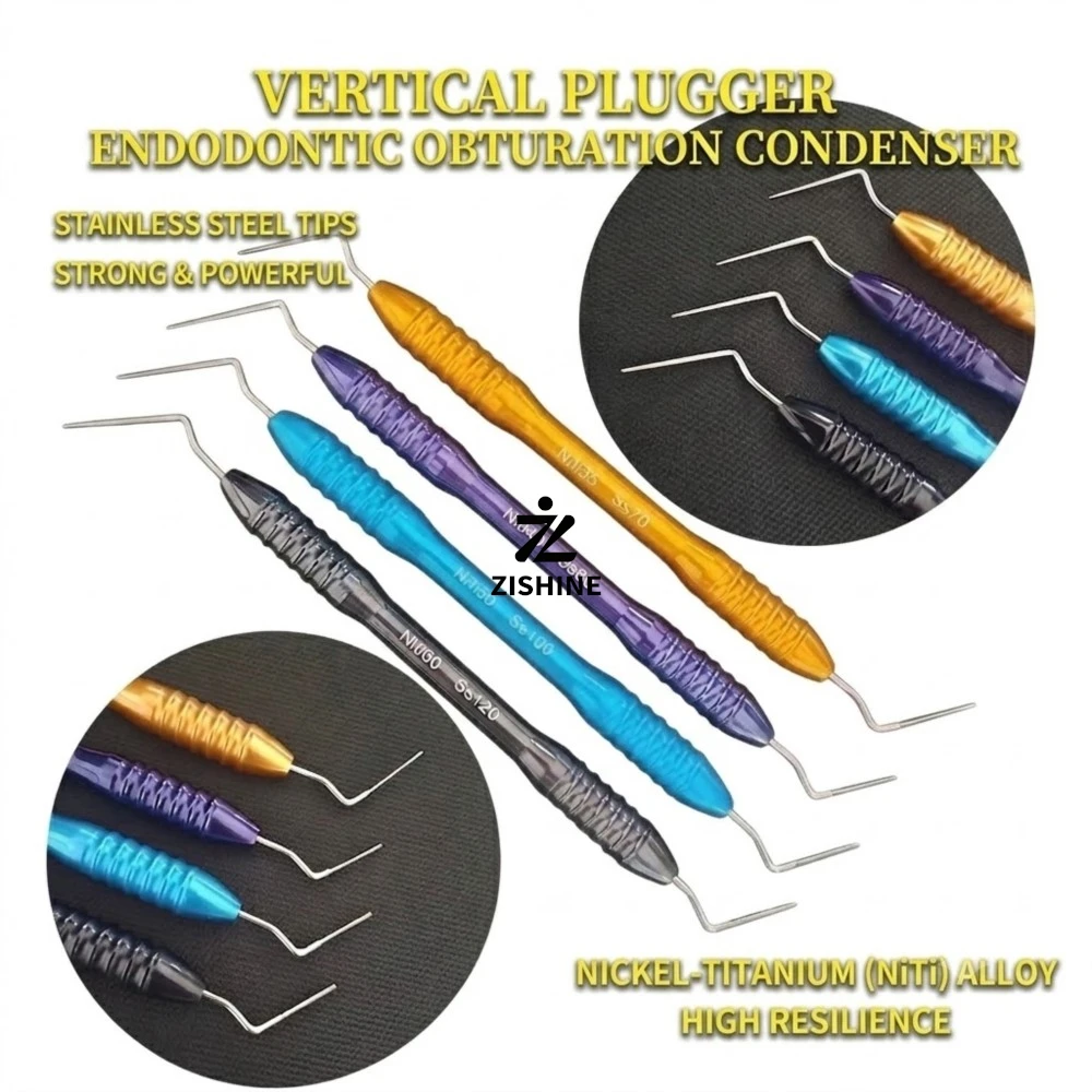 Dental Root Canal Obturation Fillers Flexible NiTi Stainless Steel Tip Hand Plugger Vertical Condenser Dentist Kit 1Pc/4Pcs