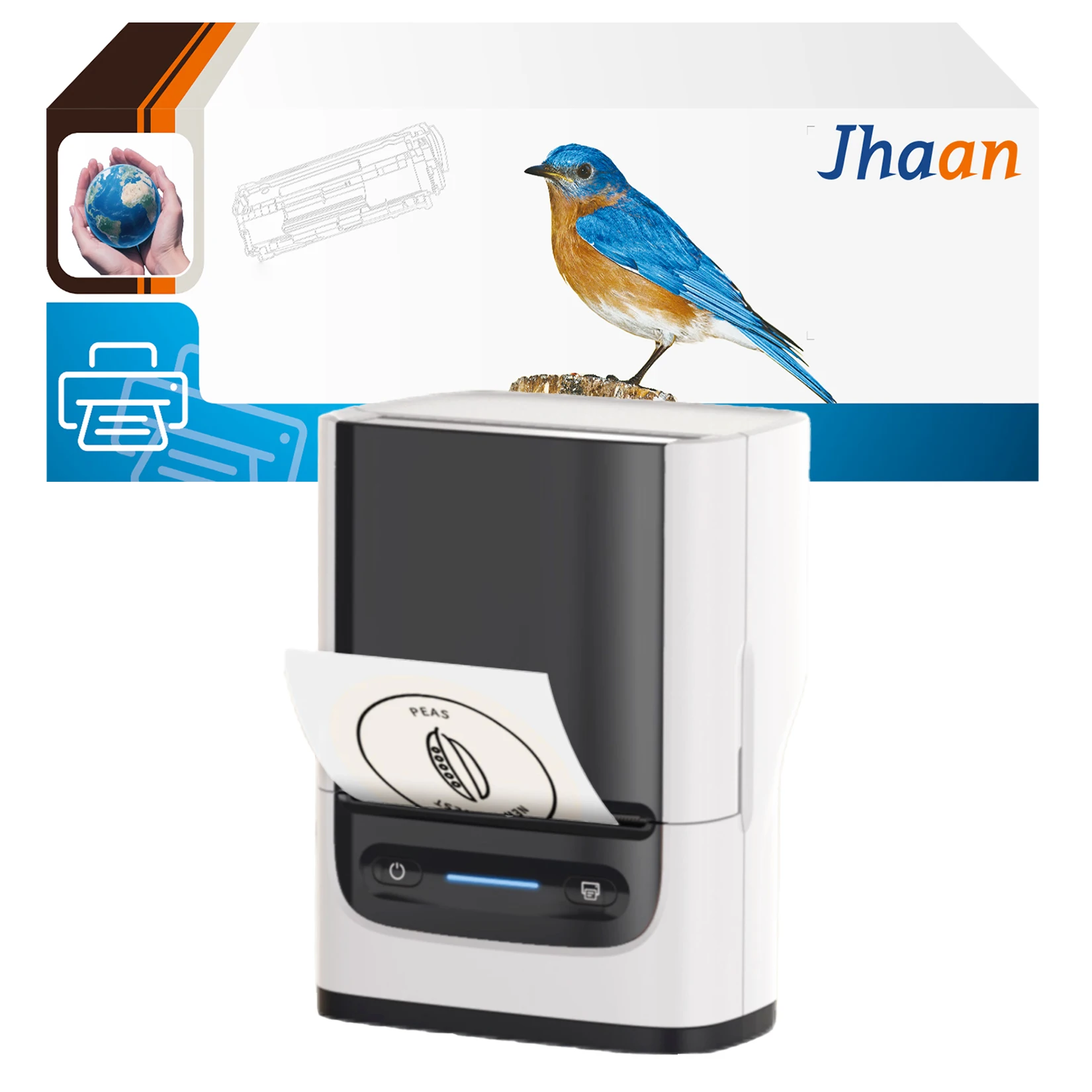 Jhaan Etikettendrucker PM220 – Weiß, kompatibel mit iOS und Android für den Einzelhandel, geeignet für Büro, Organisation, Schule und Zuhause