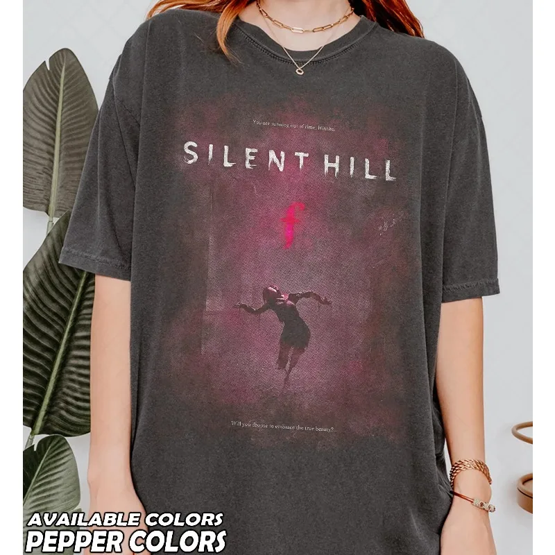 Retro Silent Hill F T-shirt, Survival Game Fan Pattern T-shirt for Women, Summer New Unisex High Street T-shirt