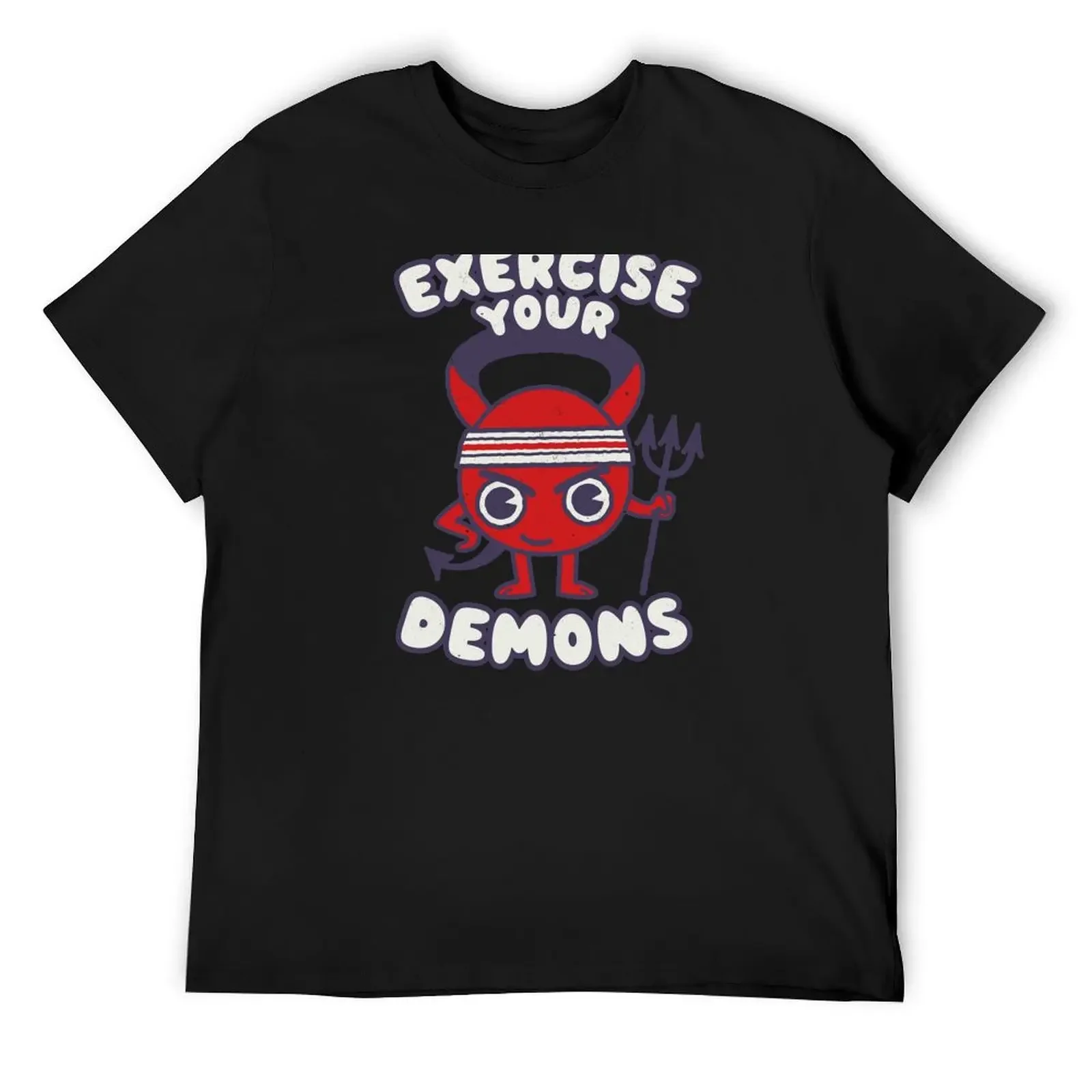 

Exercise Your Demon - юмористическая забавная футболка для тренировок с героями мультфильмов, винтажные футболки, винтажная футболка с рисунком, простые белые футболки для мужчин