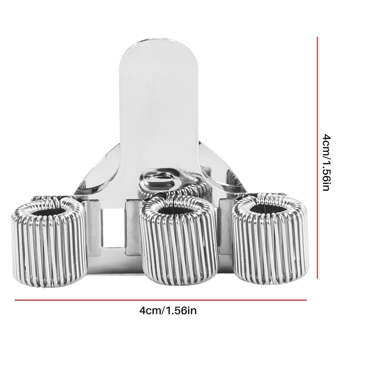 6ชิ้นกระเป๋าใส่ปากกาสแตนเลสคลิปเก็บสายปากกาสีเงิน3รูที่ใส่ปากกาสำหรับโน้ตบุ๊คที่บ้านสำนักงาน