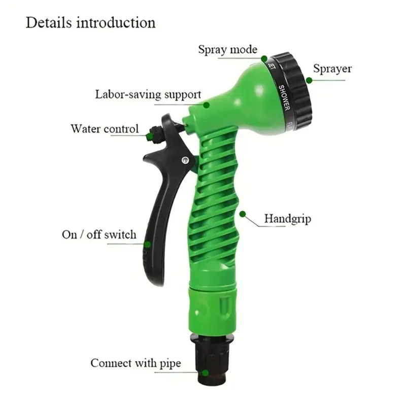 Expandable Hose Multifunctional Watering Hose Car Wash High Pressure Water Gun Home Garden Watering Hose Gardening Cleaning