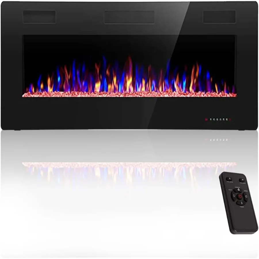 

36-дюймовый электрический каминный настенный встраиваемый и настенный электрический каминный обогреватель Ультратонкий линейный каминный обогреватель с R