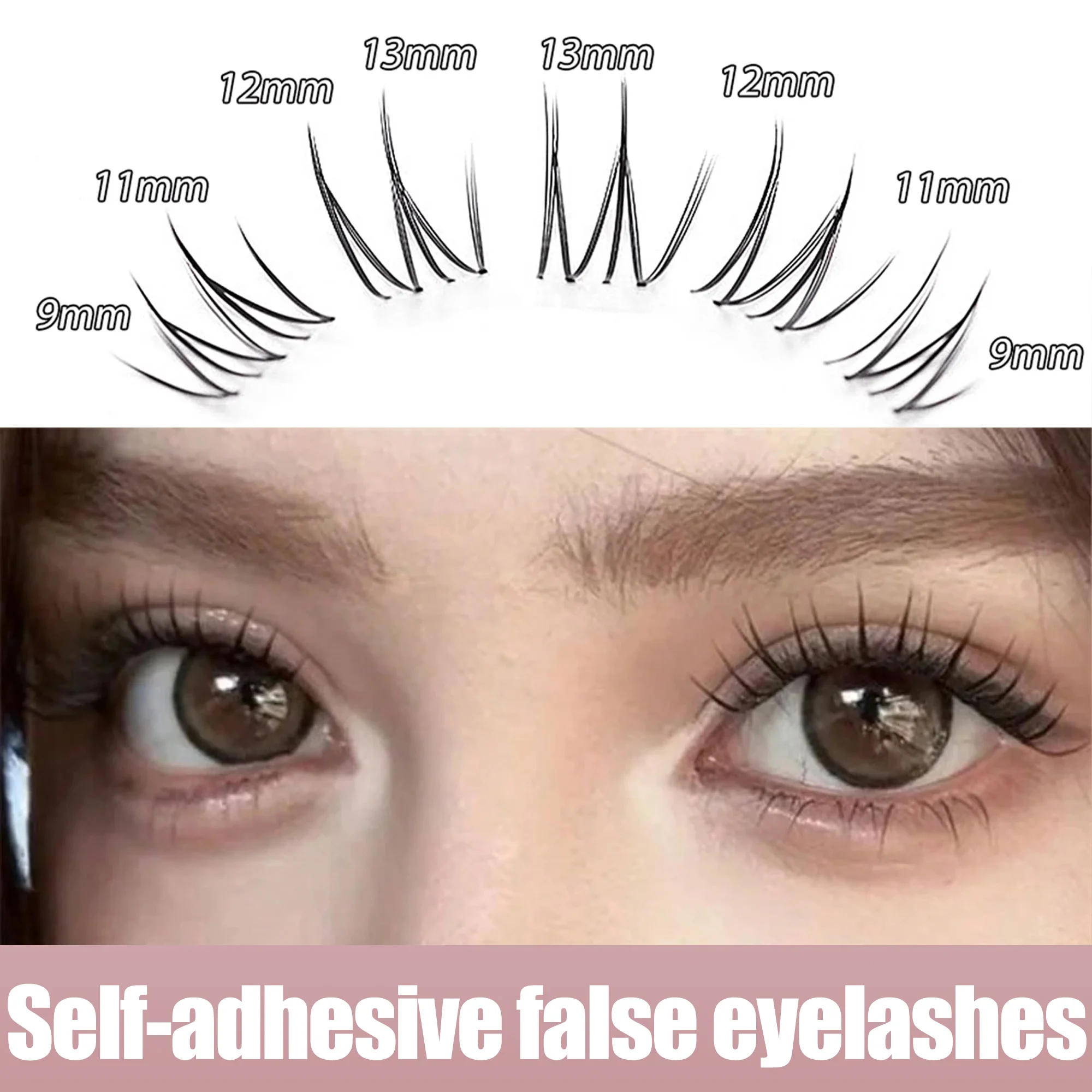 60 Clusters of Self-Adhesive Cluster False Eyelashes (9–13mm), Natural Style Pre-Glued Lashes, Halloween Gift Box