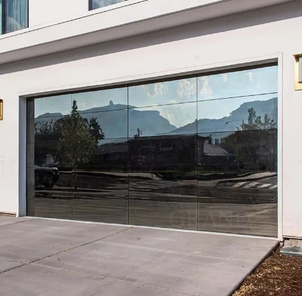 Garage Door, Customized Size ,Automatic Folding Exterior Door with Tempered Glass Panel, Insulated Aluminum Frame with Motor