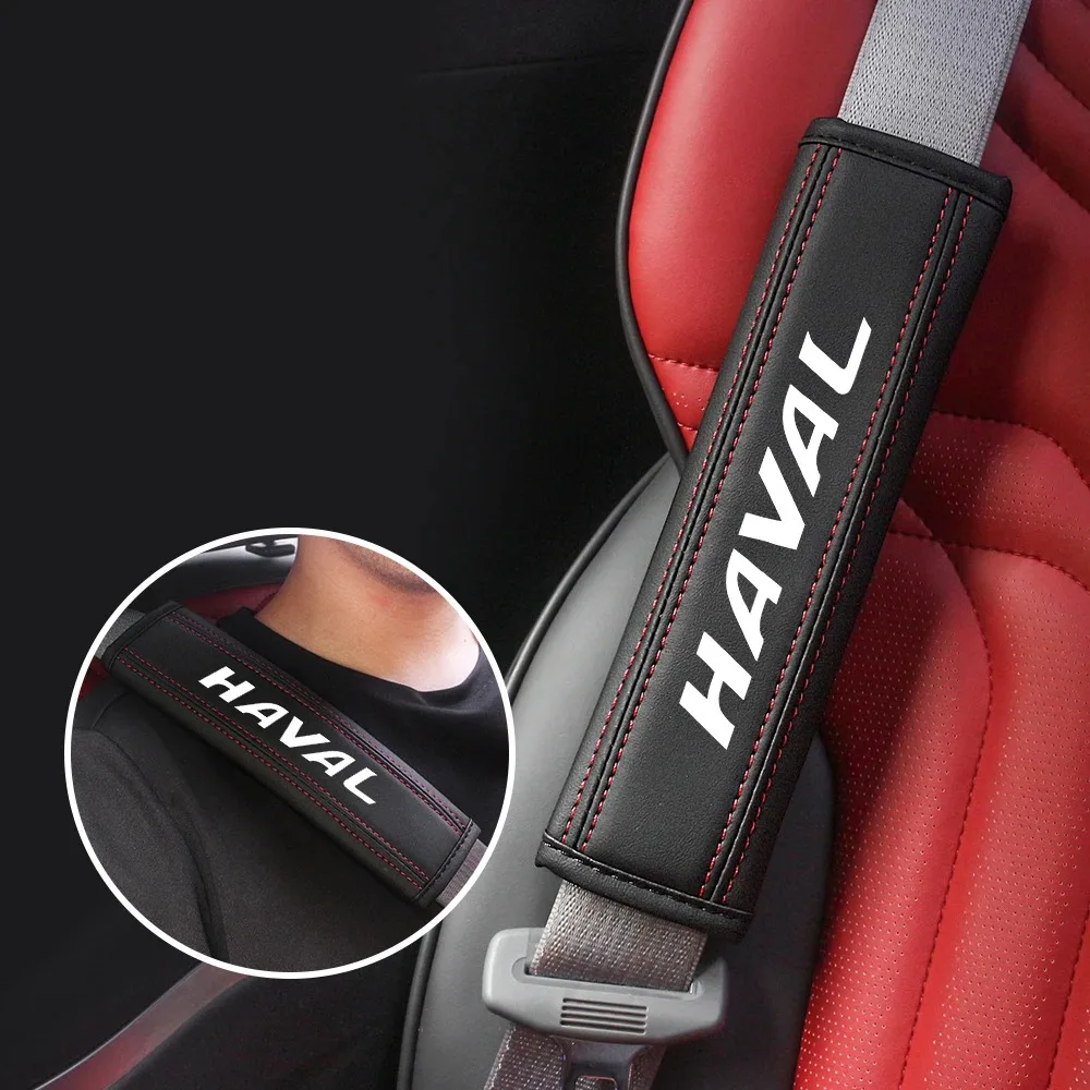 Leather Car Seat Belt Shoulder Pad Cushion Pad Premium Anti-slip Car Interior Decor For Haval Jolion H6 M6 Dargo Raptor F7 H7 H9