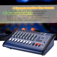 8 Channels Powered Mixer Amplifier Digital Audio Mixing Console Amp with 48V Phantom Power USB/ SD Slot for Recording DJ Stage K