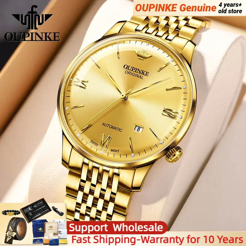

OUPINKE Swiss Certified Brand Automatic Mechanical Watch for Men 7.5 Ultra thin Dial Swiss Movement 3269