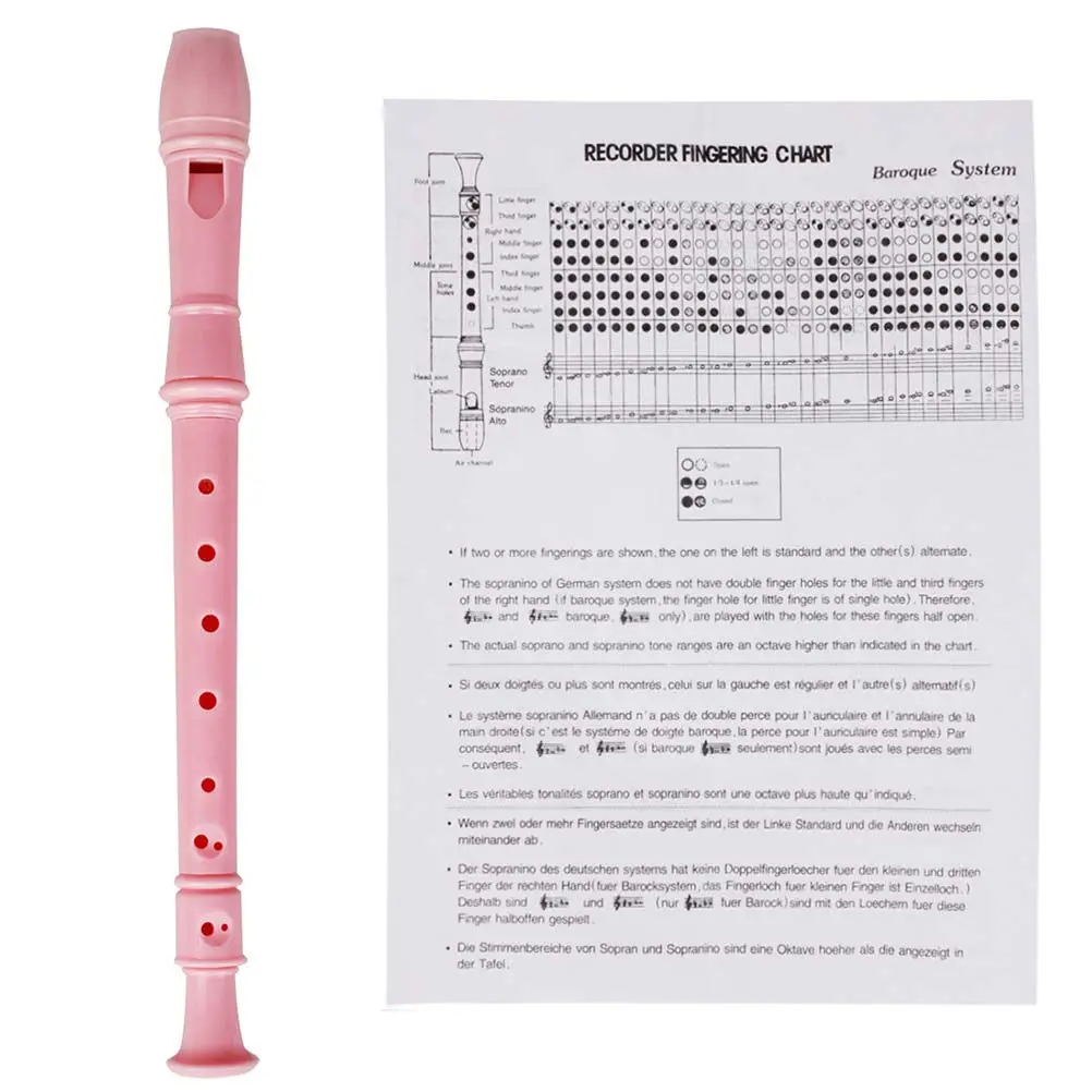 Pink ABS Recorder Flute for Children Beginners Premium Material Safe Non-Toxic Hand Coordination Practice Music Learning