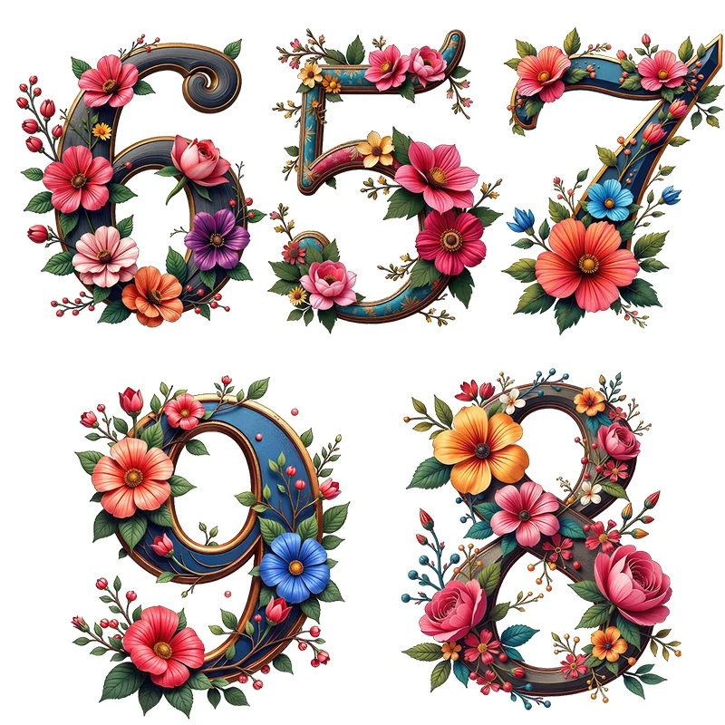 Three Ratels CD169 flower numbers Artistic wall stickers for home decoration Celebration decals