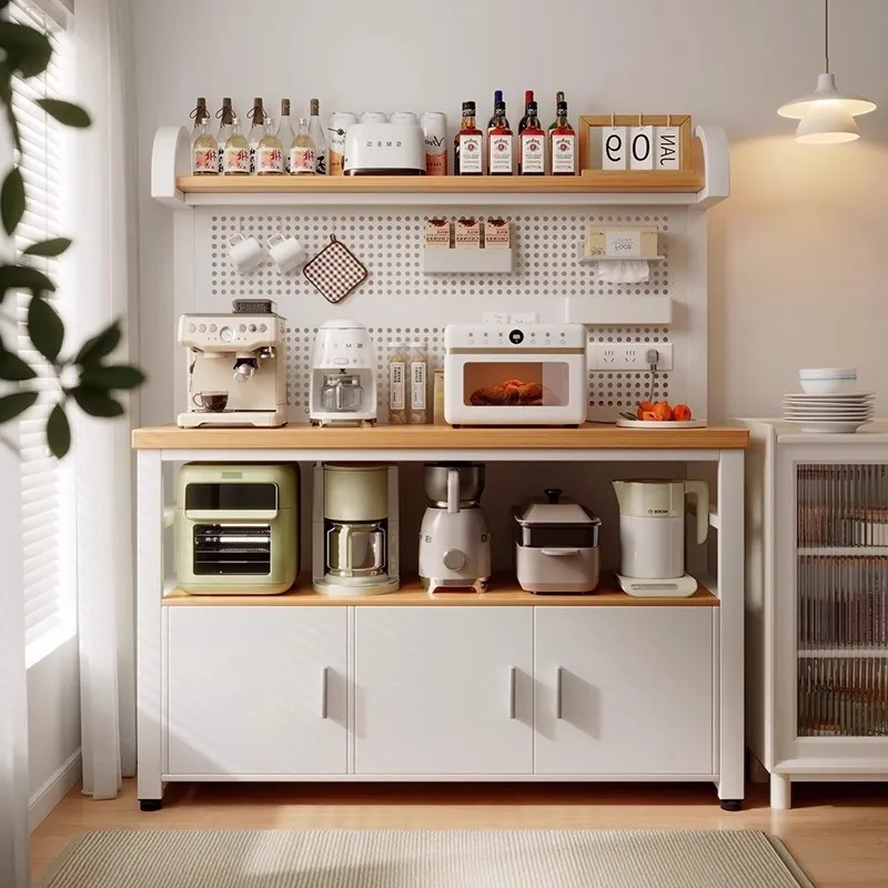 New Kitchen Shelf Multifunctional Hole Board Wall Workbench Microwave Oven Pot Storage Rack Dining Side Cabinet