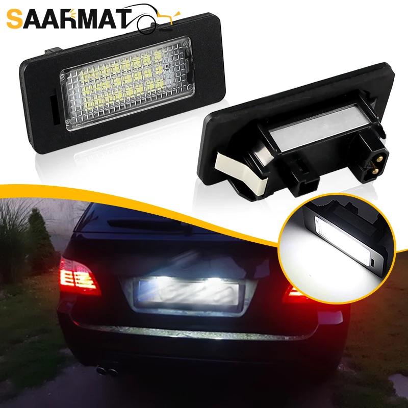 2pc DC12V Taillight License Plate Light For BMW 5 Series E39 M5 E60 E61 X-series E70 X5 E71/E72 White LED Rear Number Plate Lamp